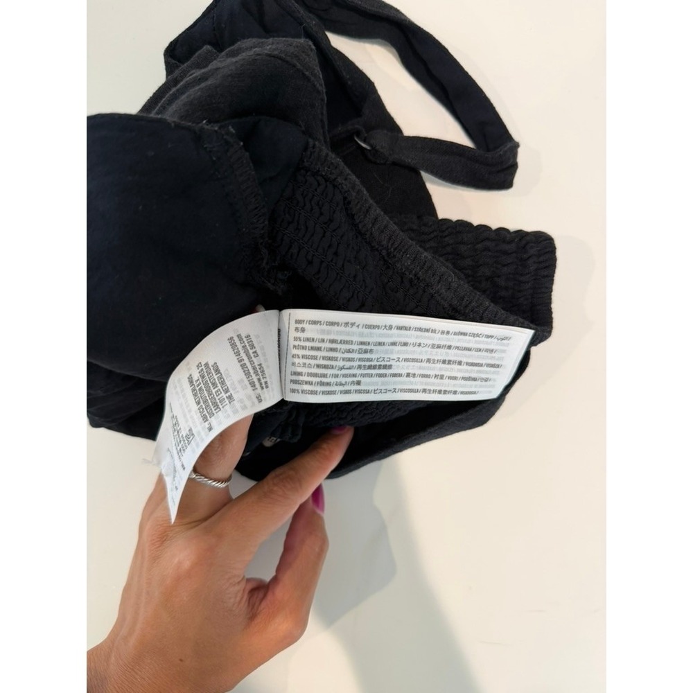 Abercrombie & Fitch Square Neck Crop Top Black Adjustable Straps Smocked Back S - Picture 7 of 7